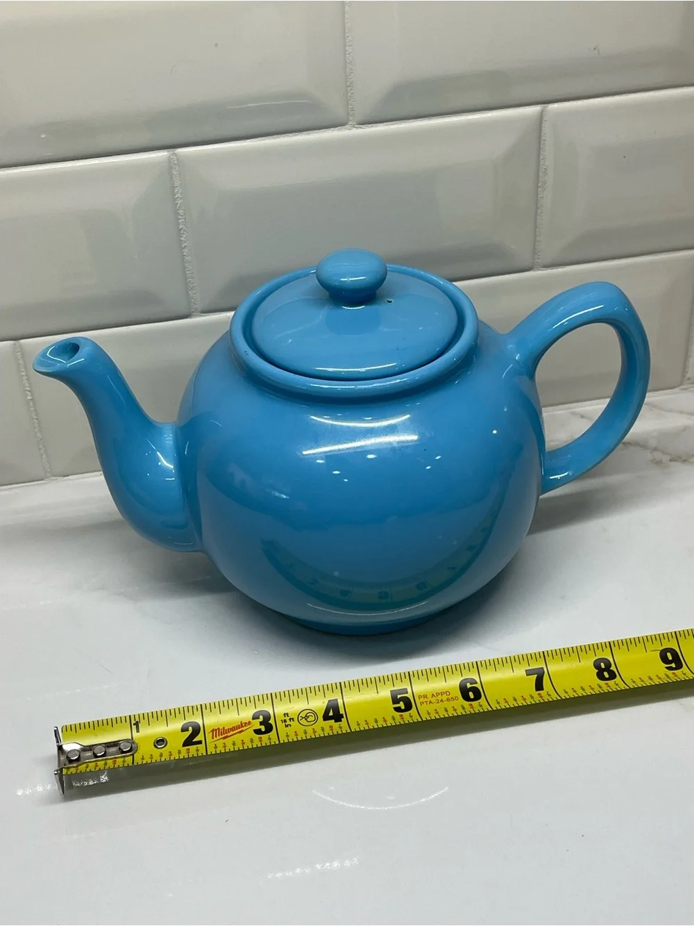 Price & Kensington Blue Glossy Ceramic 2-Cup Teapot w/ Lid, Traditional EUC